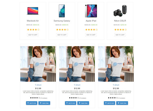 Ecommerce Cards Examples